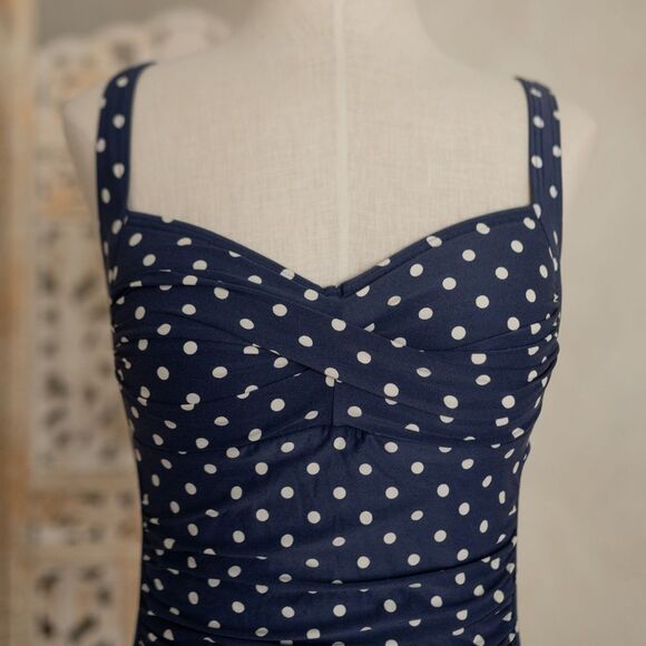 Bond-Eye Australia Nip Tuck Navy Polka-Dot One Piece Swimsuit size US6 - Picture 3 of 13